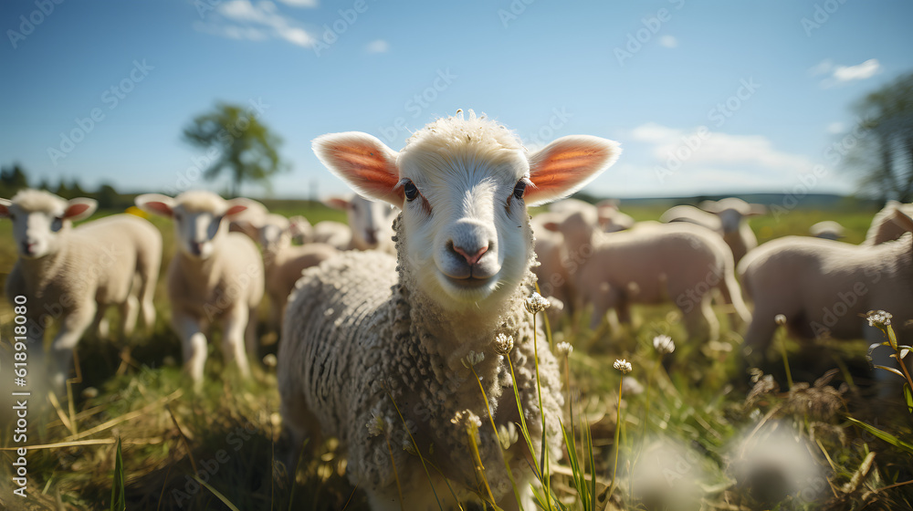 A Sheep on a Field, made with generative AI A Sheep on a Field, made with generative AI