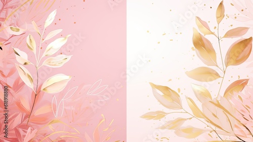 Abstract art botanical pink background vector Luxury with copy space