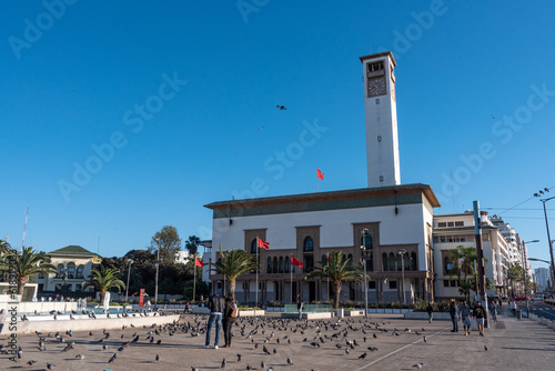 Moorish Art Deco city hall of Casablanca at the square Mohammed V