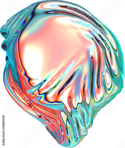 Iridescent Metallic Cloth Distortion Warp 3d Shape on Transparent Background