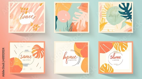Collection of abstract background designs - summer set of banners with flowers