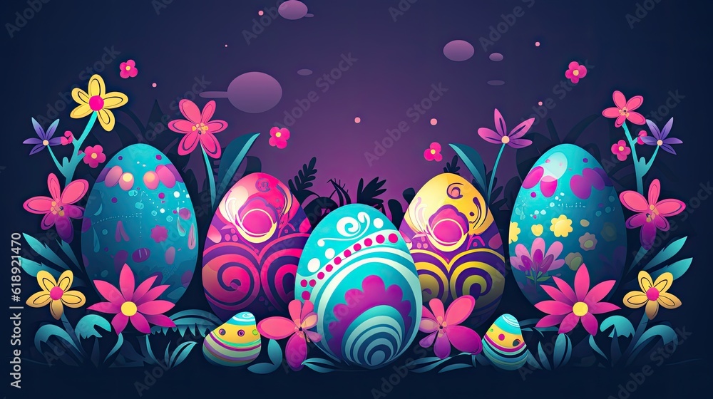 easter background with eggs and flowers text space easter background with eggs and flowers text space