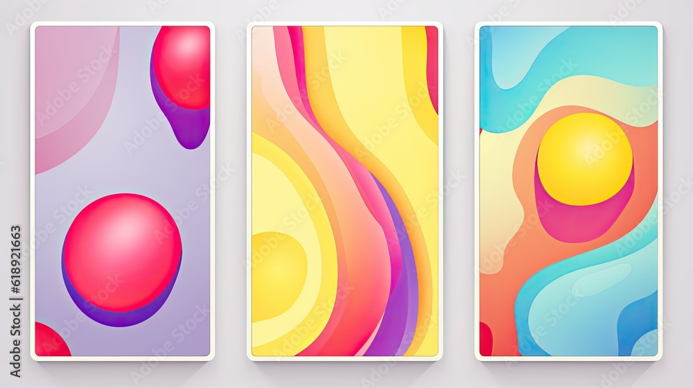 Fluid color covers set Colorful bubble shapes composition