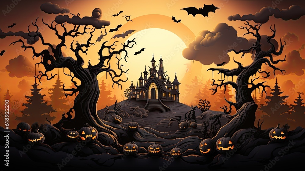 Happy Halloween banner or party invitation background