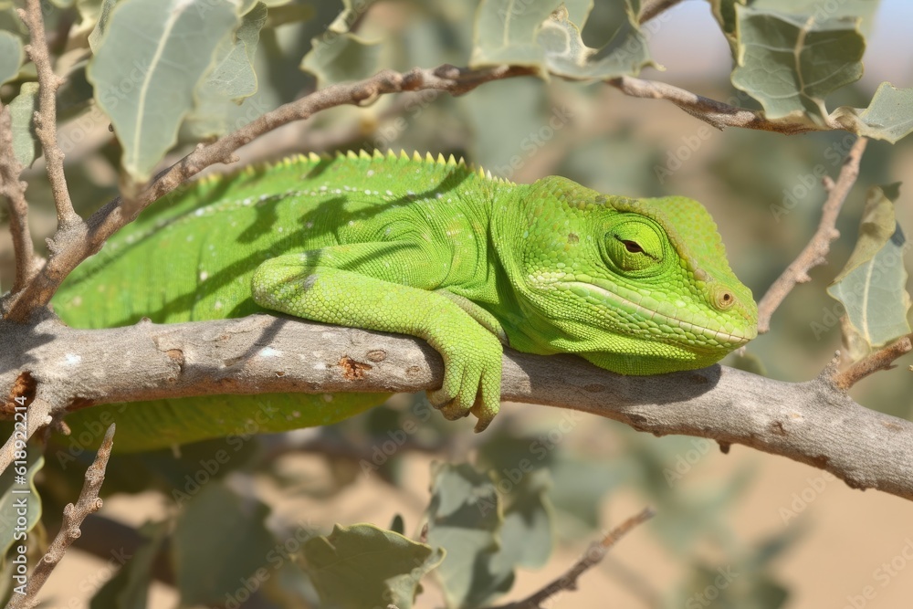 green lizard perched on a tree branch in a jungle green lizard perched on a tree branch in a jungle