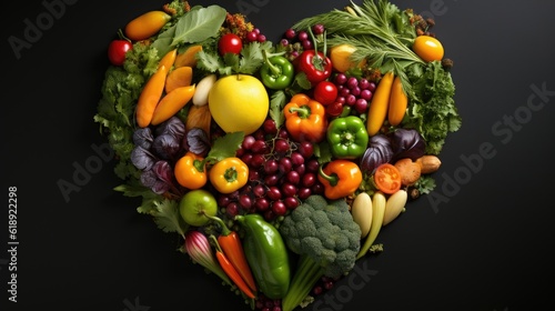 Human Heart Made of fruits and Vegetables