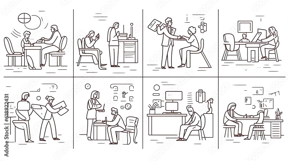 Linear vector illustration set of business people Linear vector illustration set of business people