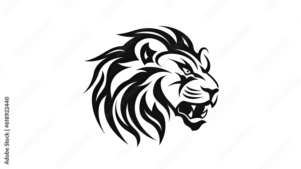 lion tattoo isolated on white background