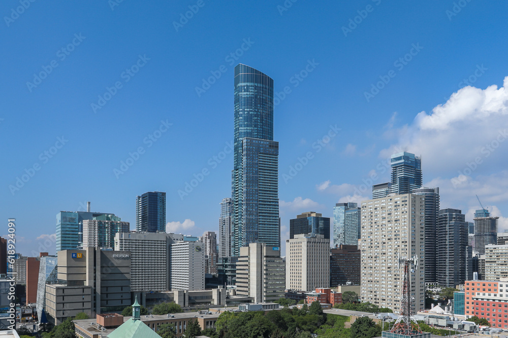 Toronto Skyline on Summer Day with Skyscraper Condo - Aura Condominium