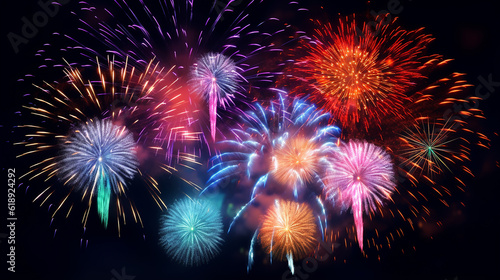 Fireworks display inside a big festival