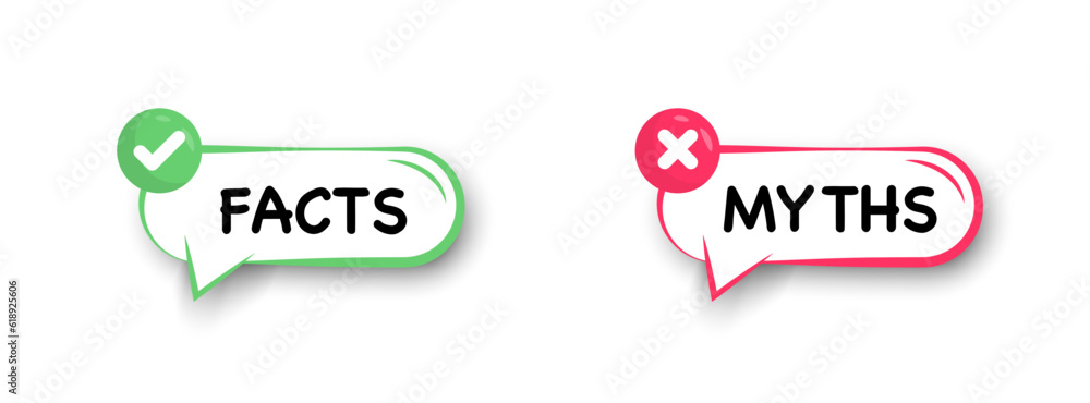 Facts vs Myths. True or false facts banners. Badges for marketing and advertising. Сoncept of cross and checkmark or true or false and yes or no symbol. Vector Facts vs Myths. True or false facts banners. Badges for marketing and advertising. Сoncept of cross and checkmark or true or false and yes or no symbol. Vector