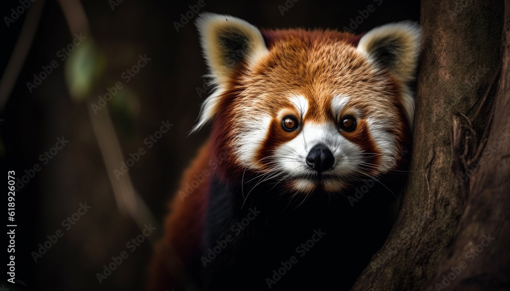 Fluffy lemur staring, close up portrait in nature generated by AI Fluffy lemur staring, close up portrait in nature generated by AI