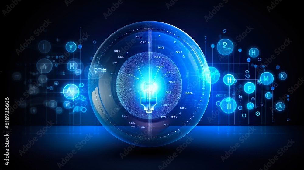 Data science, business analysis and strategy, big data concept. Business finance analytics graph chart. Generative Ai technology.