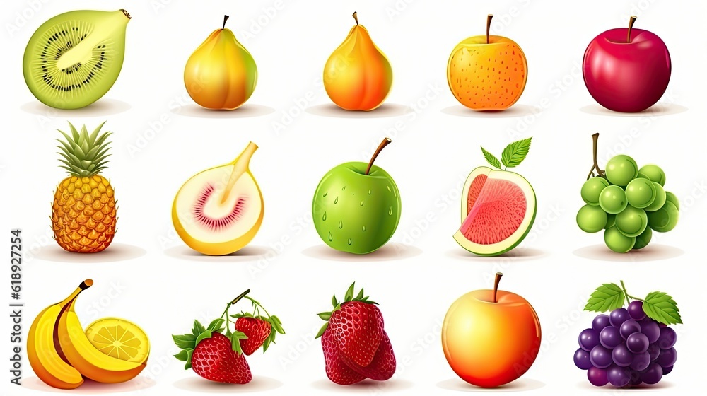 set of fruits and berries set of fruits and berries