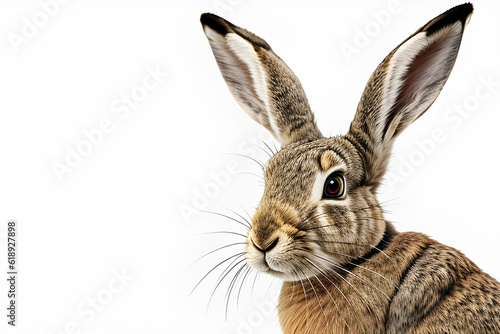 Beautiful hare on a white background.