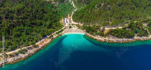 Beautiful beach with turquoise water. Marble Beach, Thassos, Greece