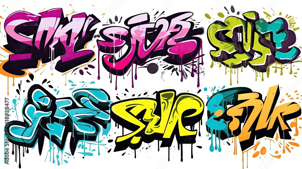 Abstract street graffiti lettering elements graffiti on the wall Abstract street graffiti lettering elements graffiti on the wall