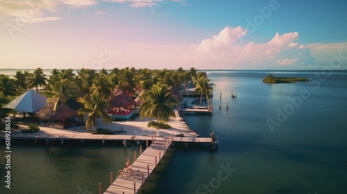 amazing photo of Belize sunset over the lake
