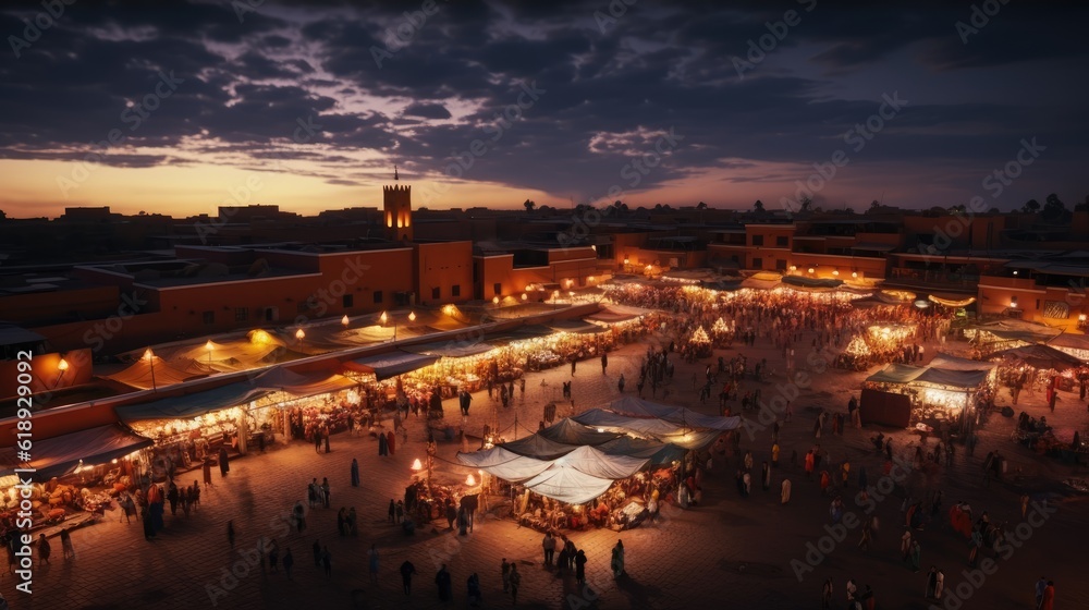 Marrakech Morocco view of the city at night