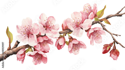 a collection of grunge oil painted cherry blossoms isolated on a transparent background, generative ai