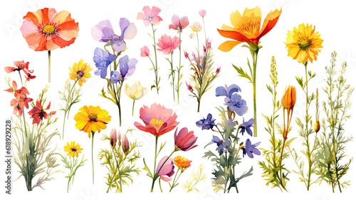 a collection of grunge oil painted summer flowers isolated on a transparent background, generative ai © Perfect PNG