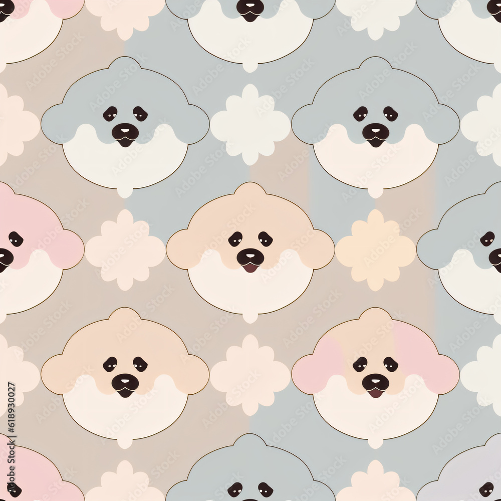 seamless pattern of dogs, cute, pastel colors seamless pattern of dogs, cute, pastel colors