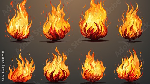 Cartoon dynamite or bomb explosion fire set Boomfire flames set