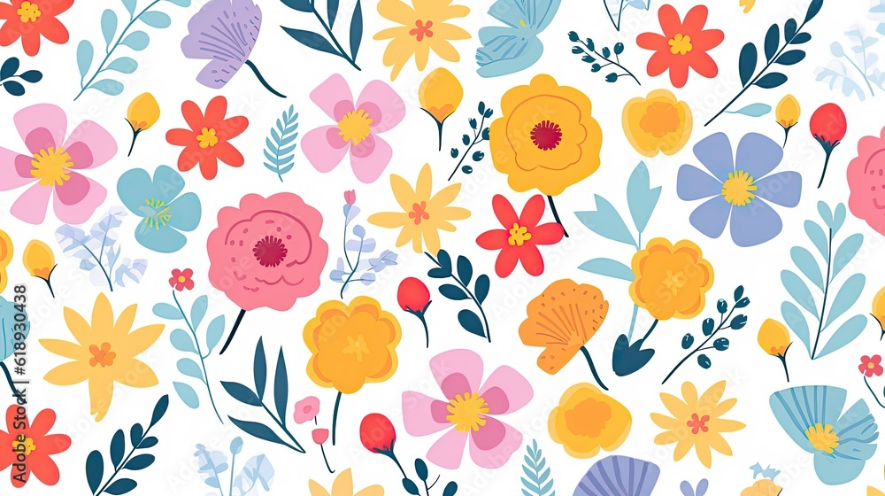Colorful flower seamless pattern illustration Colorful flower seamless pattern illustration