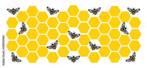 Fototapeta Naklejka Na Ścianę i Meble -   Geometric pattern with bee. Summer Pattern. Honey Bee Digital Paper. For Fabric, Textile, Wrapping.