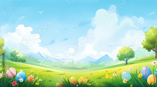 spring landscape with grass and flowers spring landscape with flowers easter