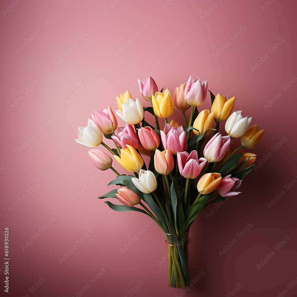 tulips on a minimalist backgrounds , flower design pejt a tét tulefinu, in the style of light red and light beige, 