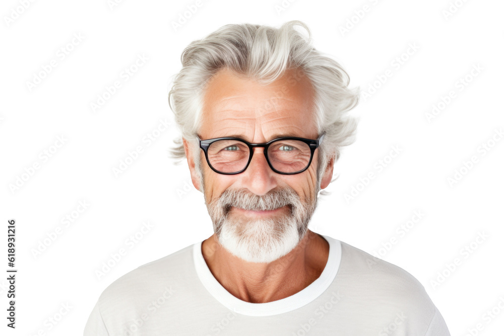 Smiling older man portrait. Illustration AI Generative.