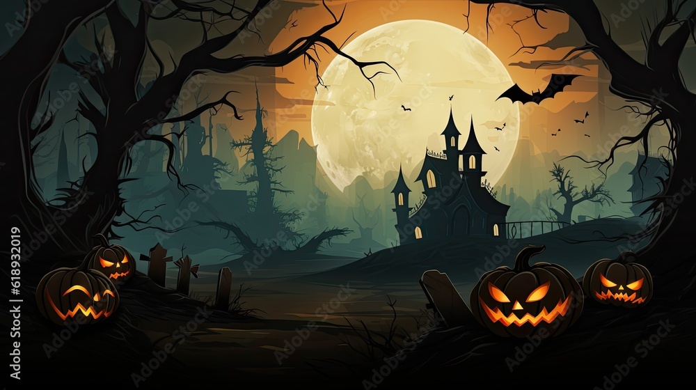Happy Halloween party posters set with night clouds 
 halloween background with pumpkin