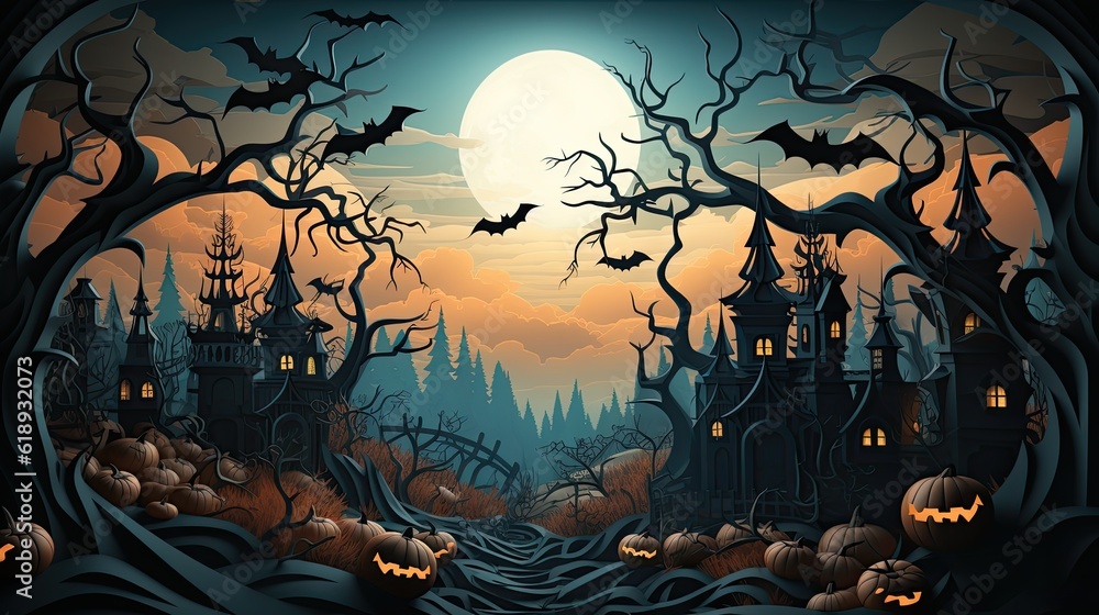 Happy Halloween party posters set with night clouds 
 halloween night background