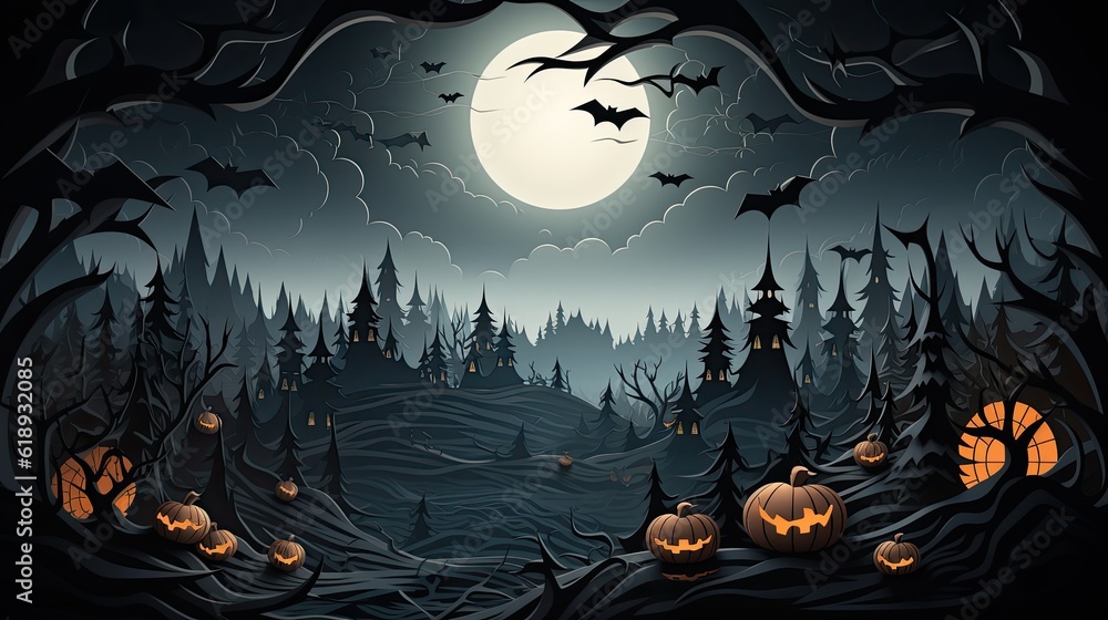 Happy Halloween party posters set with night clouds 
 halloween background with pumpkin