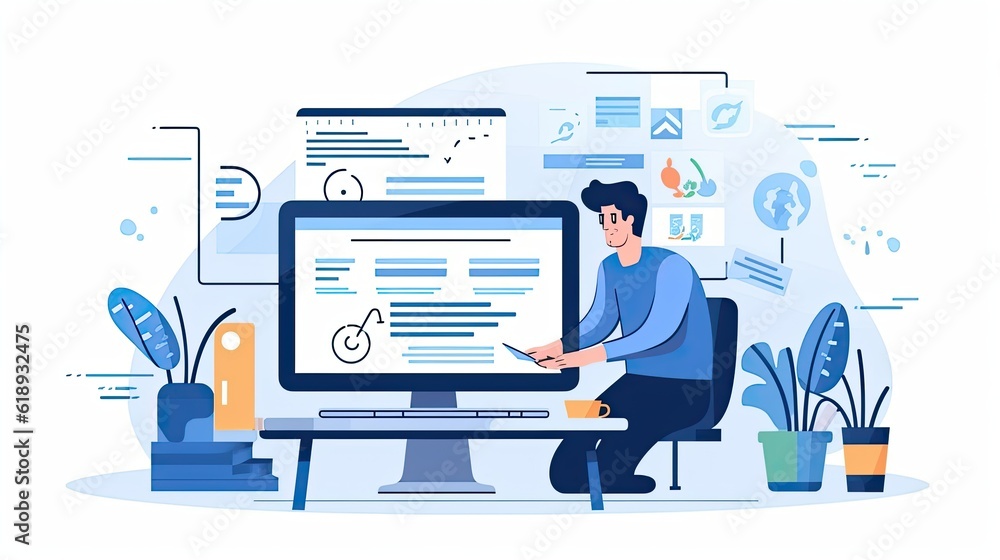 businessman working on laptop Man is working on ui ux design project businessman working on laptop Man is working on ui ux design project