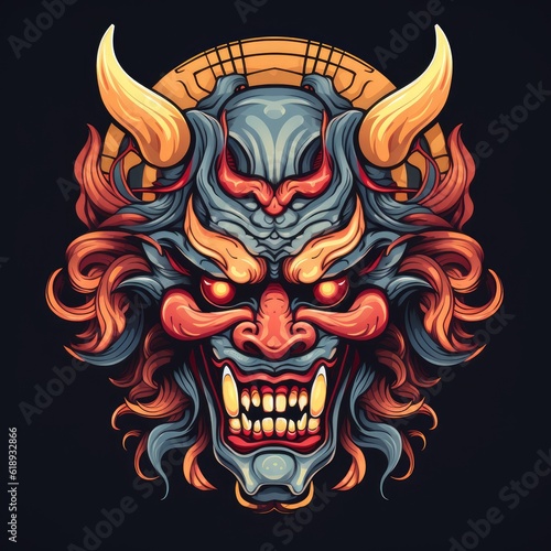 oni vector illustration isolated on black © Stream Skins