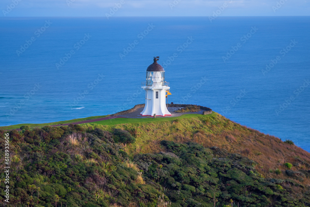 Picturesque seascape with Cape Reinga lighthouse, New Zealand