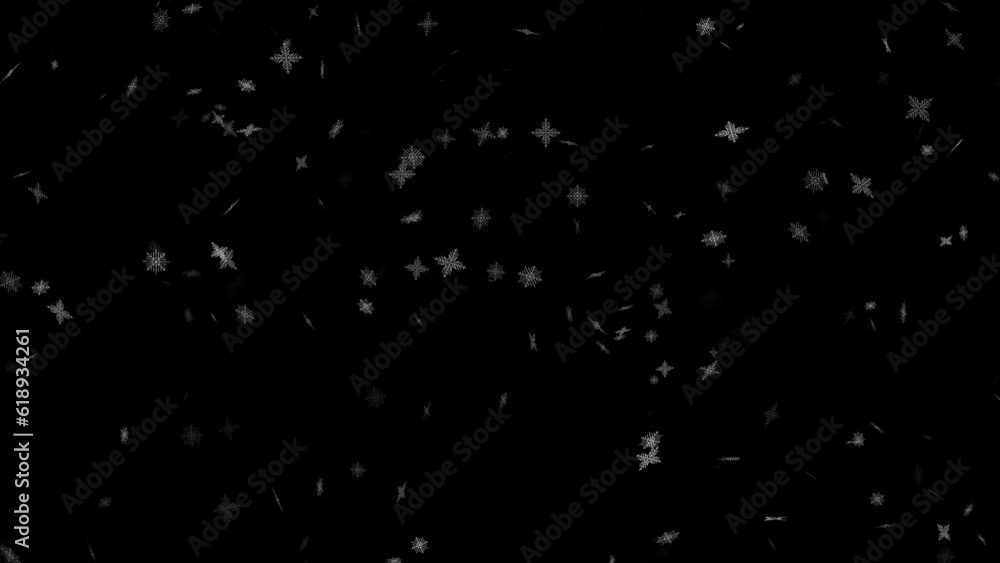 snowfall from large detailed snowflakes
