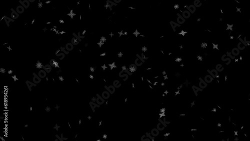 snowfall from large detailed snowflakes