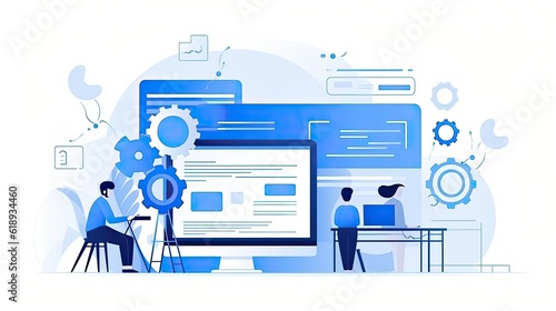 illustration of people working in office Website design or redesign banner landing page advertivertising cms vector illustration