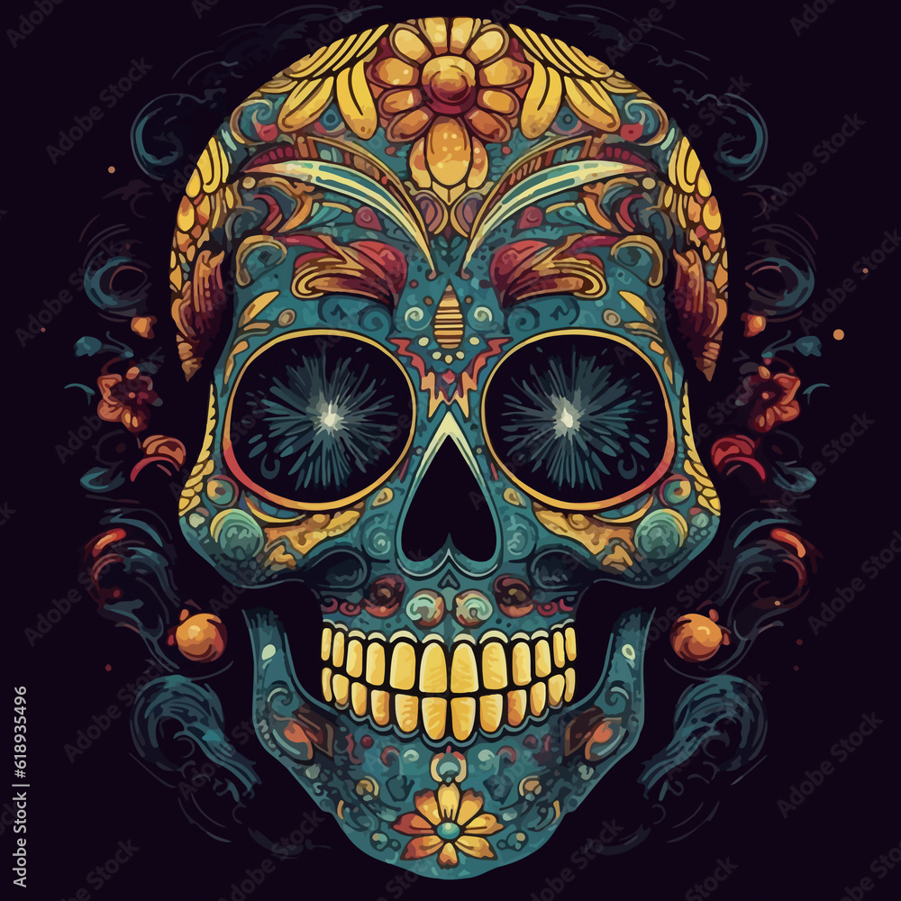 colorful day of the dead skull altar concept background. AI Generated colorful day of the dead skull altar concept background. AI Generated