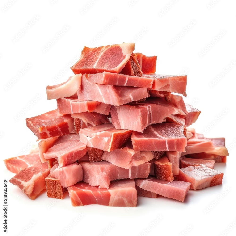 Pork Bacon isolated on white (generative AI) Pork Bacon isolated on white (generative AI)