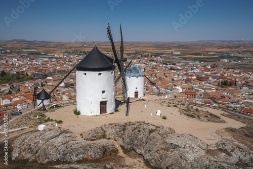 Cerro Calderico Windmills and Consuegra City view - Consuegra, Castilla-La Mancha, Spain