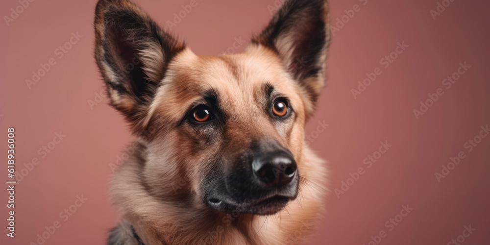 Adorable dog in studio portrait against a soft-colored backdrop. AI Generated Adorable dog in studio portrait against a soft-colored backdrop. AI Generated