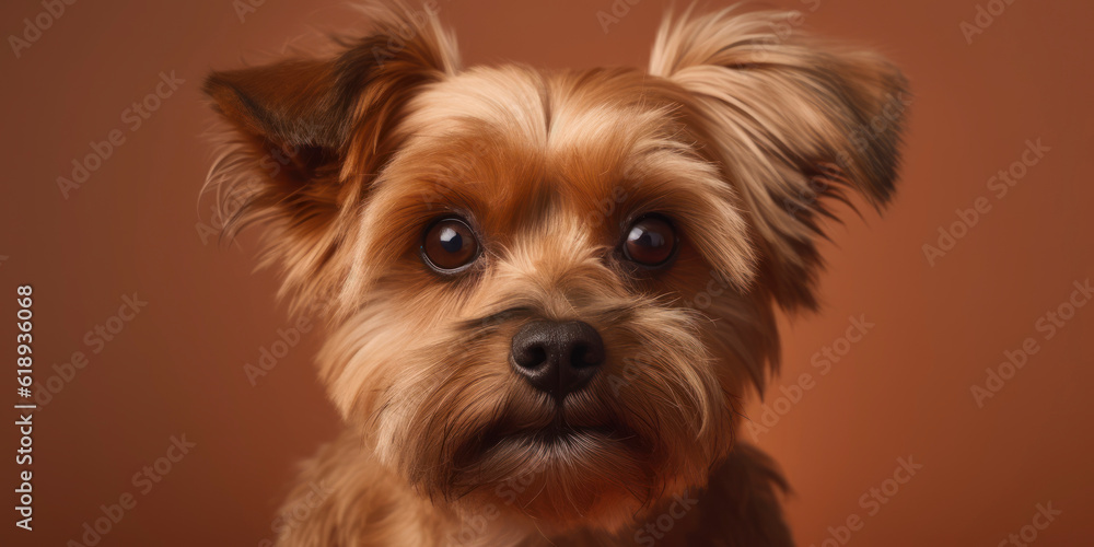 Adorable dog in studio portrait against a soft-colored backdrop. AI Generated