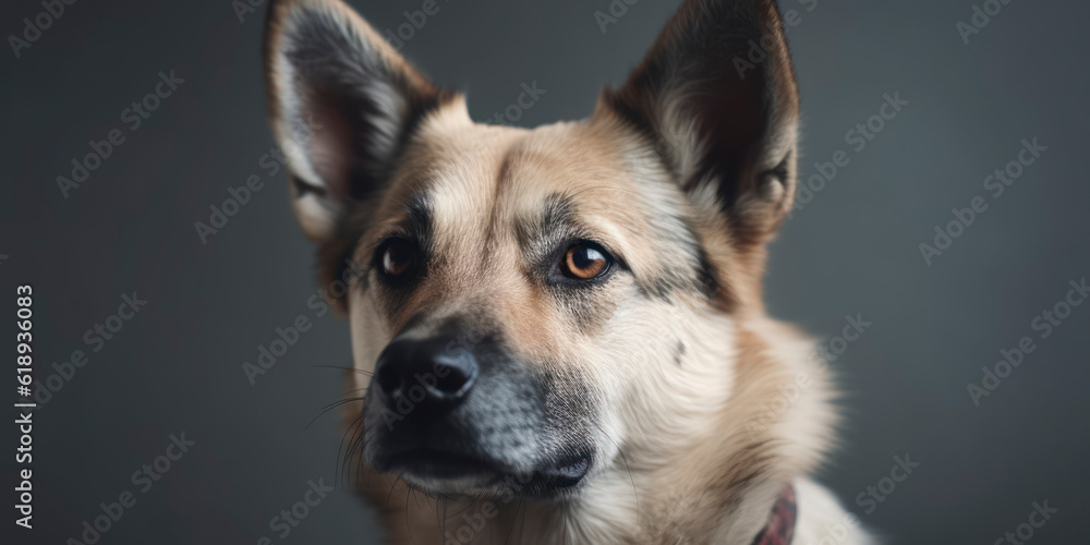 Adorable dog in studio portrait against a soft-colored backdrop. AI Generated Adorable dog in studio portrait against a soft-colored backdrop. AI Generated
