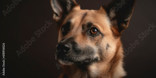 Adorable dog in studio portrait against a soft-colored backdrop. AI Generated