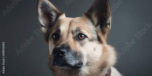 Adorable dog in studio portrait against a soft-colored backdrop. AI Generated © Fernando