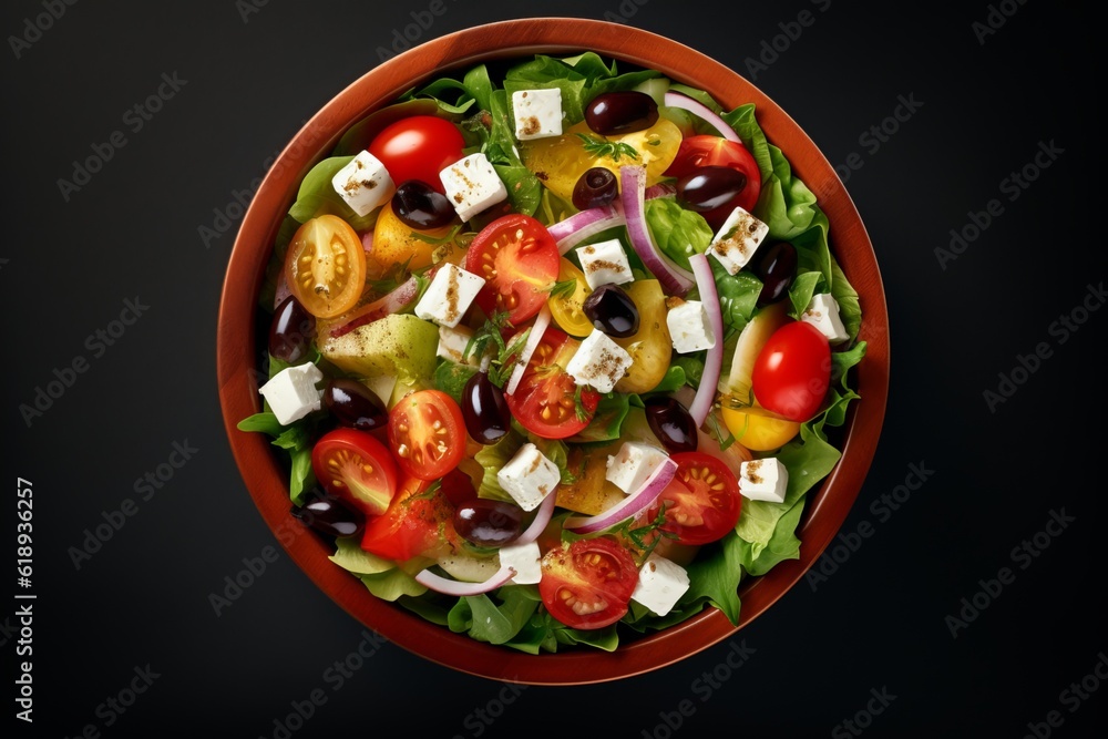a salad with tomatoes olives onions cheese and lettuce a salad with tomatoes olives onions cheese and lettuce
